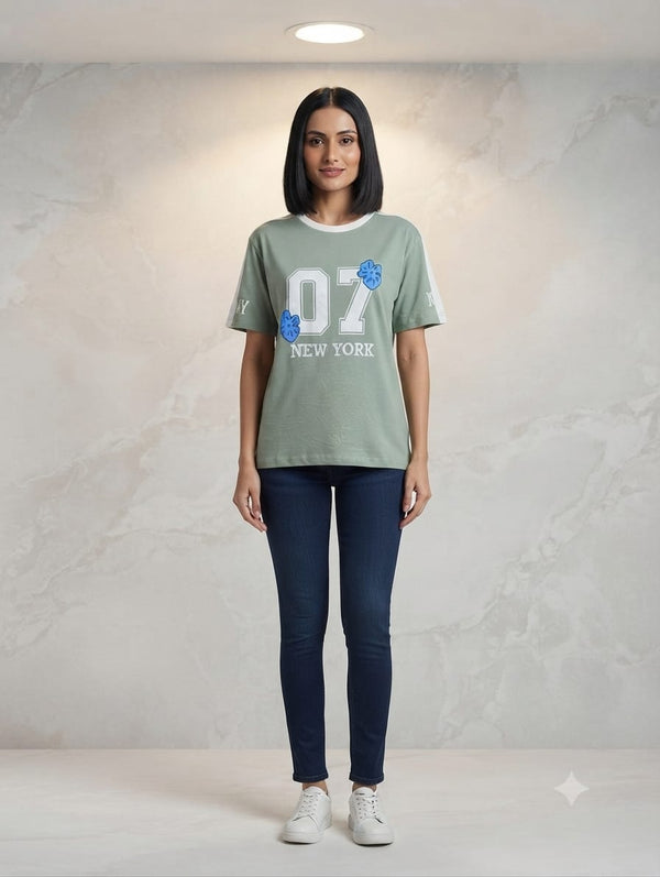 Ladies Baggy Drop Shoulder Printed Tee | Casual| Ideal for everyday casual wear